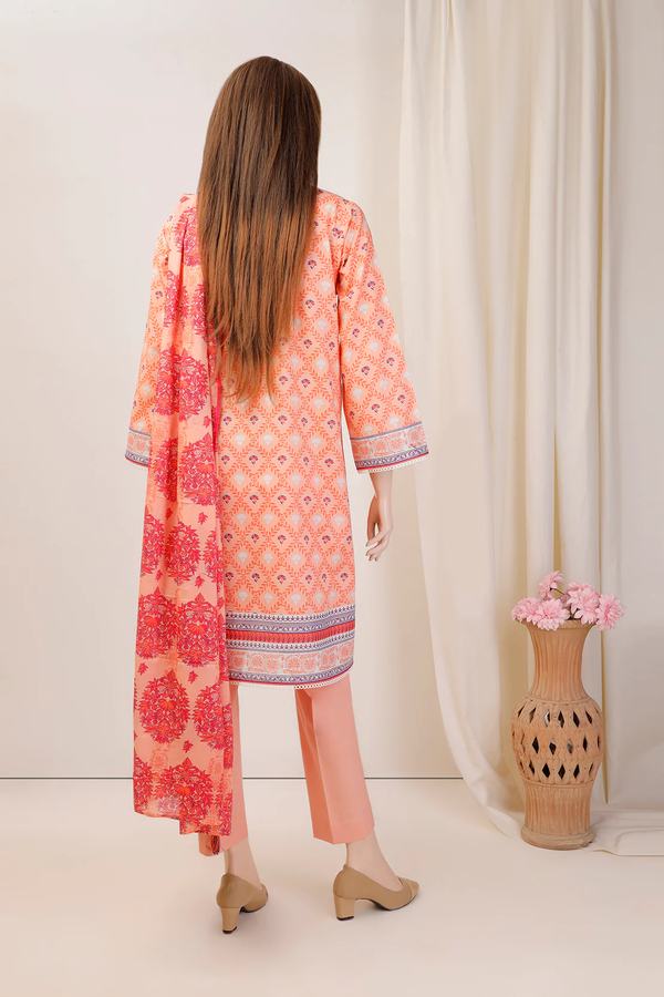 U01-23086-08C Unstitched 3-piece Suit Saffron Printed Lawn Vol-4 by Saya