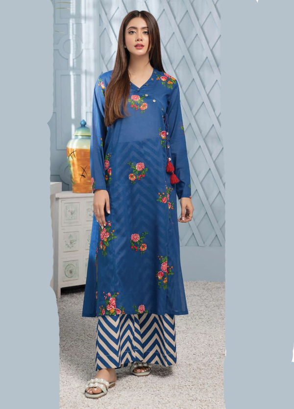 U2898 Blue Printed 2 Piece Suit by LimeLight