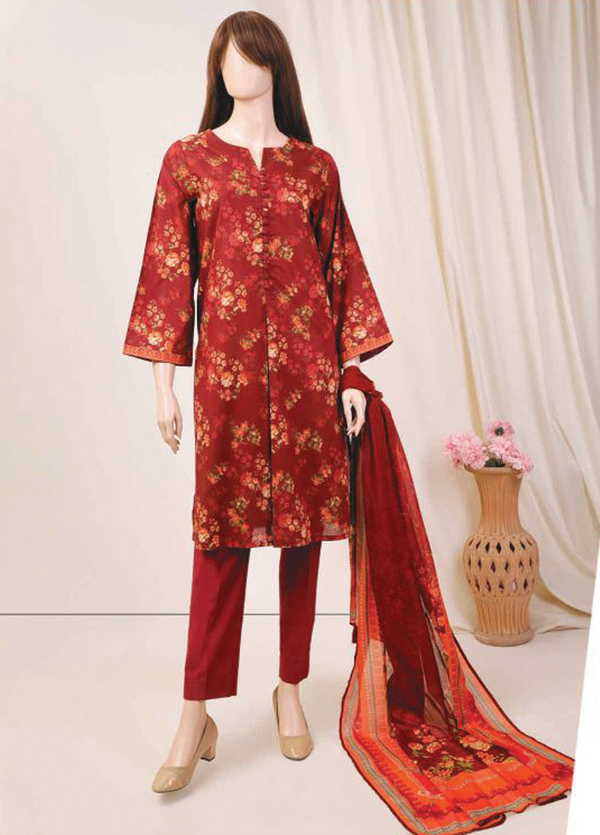 U01-23089-05C Saffron Vol-3 Printed Lawn 3-piece Suit by Saya