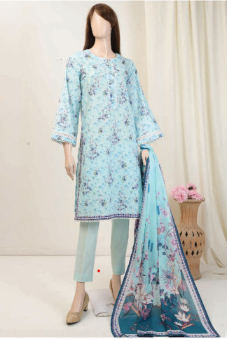 U01-23089-04C Unstitched 3-piece Suit Saffron Printed Lawn Vol-4 by Saya