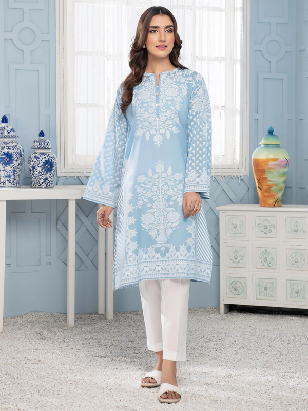 U2929 Light Blue Lawn Pasting Shirt 1 Piece by LimeLight