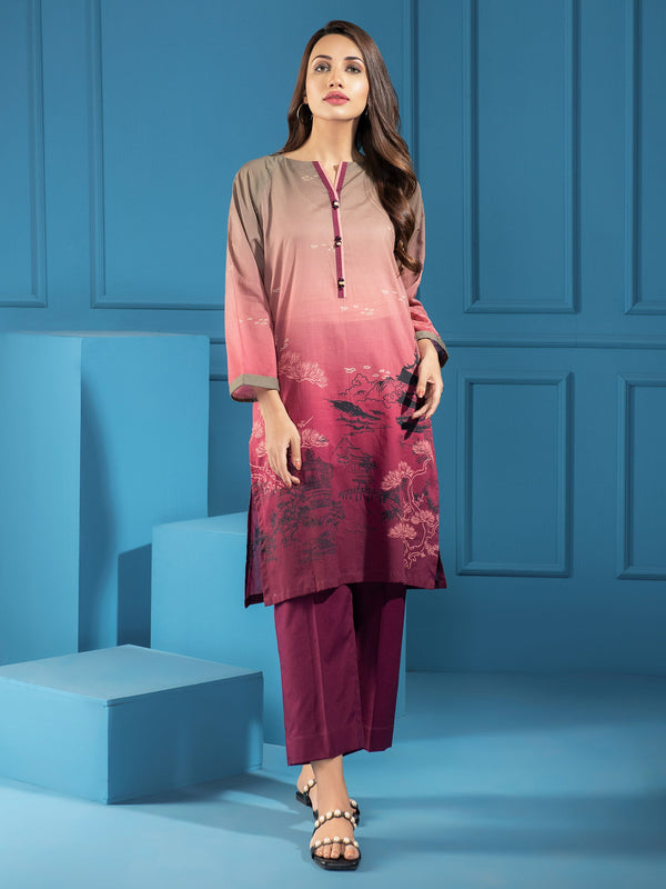 U2331SH-SSH-Red Unstitched 1 Piece Printed Lawn Shirt by Limelight