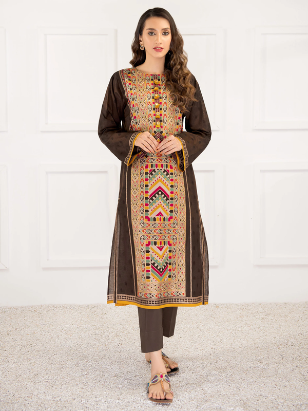 U2388SU-2PC-BRN Unstitched Pasted Summer Lawn 2-Piece Suit 2023 by Limelight
