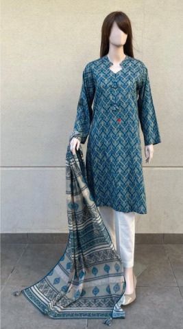 U01-23086-02C Unstitched 3-piece Suit Saffron Printed Lawn Vol-4 by Saya