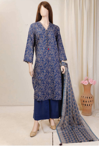 U01-23086-10C Unstitched 3-piece Suit Saffron Printed Lawn Vol-4 by Saya