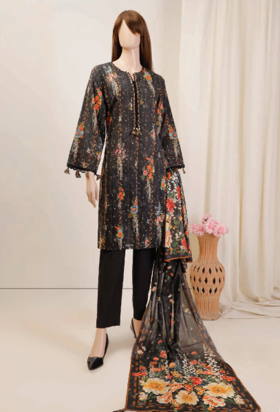 U01-23089-08A Unstitched 3-piece Suit Saffron Printed Lawn Vol-4 by Saya
