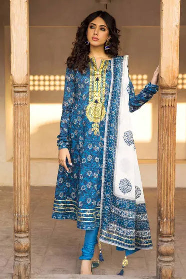AG-CC-022 3PC Unstitched Printed Lawn Vintage Garden by Gul Ahmed
